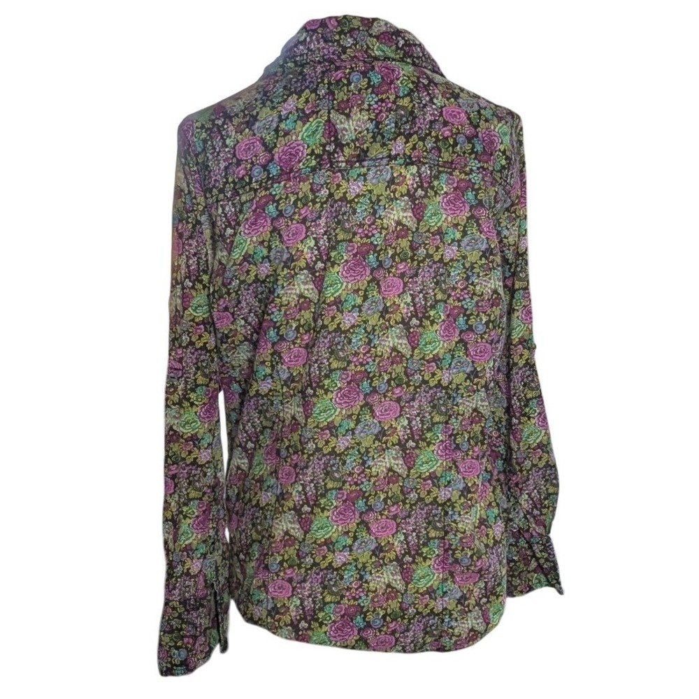 Cino Floral Button Down Shirt Womens Medium Rose Print Boho Cottagecore Blouse - Picture 4 of 13